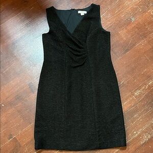 🌻3/$15🌻 Coldwater Creek Black Sleeveless Midi Dress with Draped V-Neck
